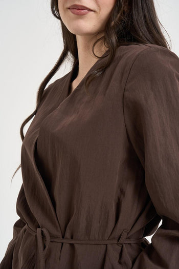 Completo donna marrone effetto satinato - 3
