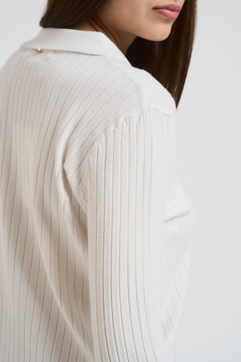 Polo in maglia a coste crema - 4