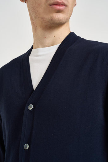 Cardigan uomo scollo a V blu notte - 3