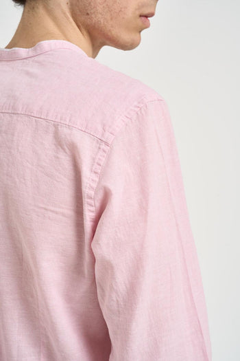 Camicia uomo in lino rosa - 5