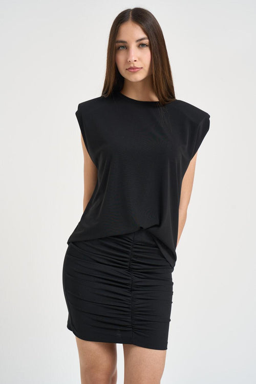 Blusa donna nera con spalline - 2