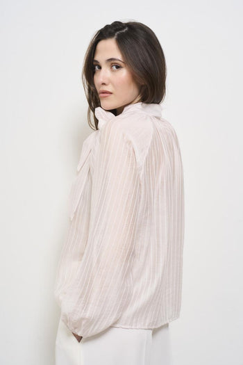 Women's shirt in powder with bow - 5