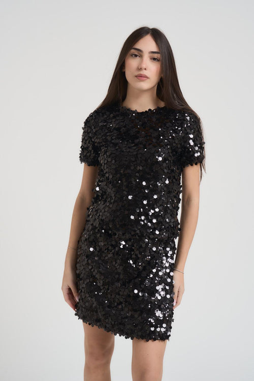 Minigonna donna con paillettes nera - 1