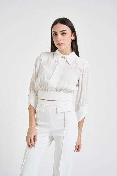 Camicia donna cropped bianco