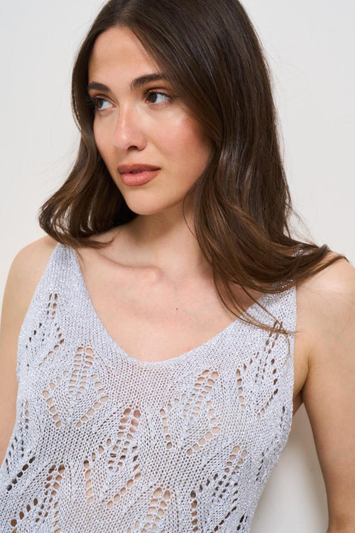 Top donna crochet argento - 2