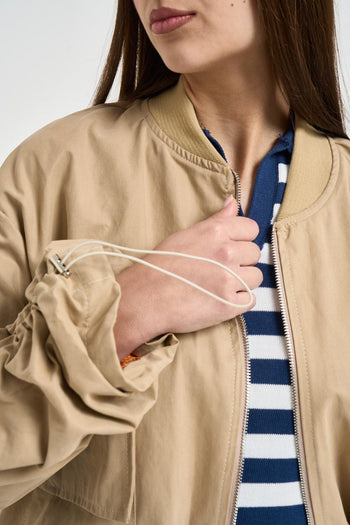 Bomber donna con coulisse beige - 3