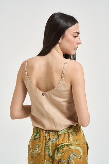 Canotta donna scollo a V beige - 3