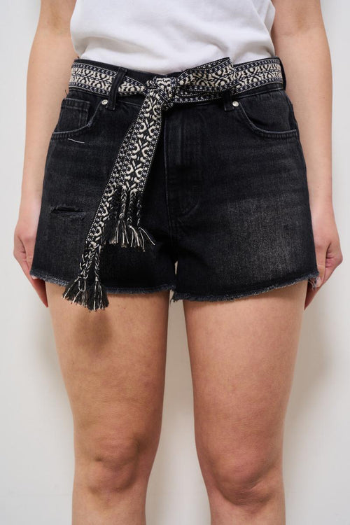 Shorts donna in denim nero
