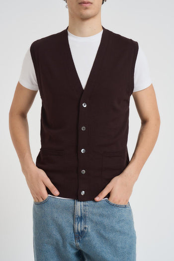 Gilet scollo a V uomo marrone - 3