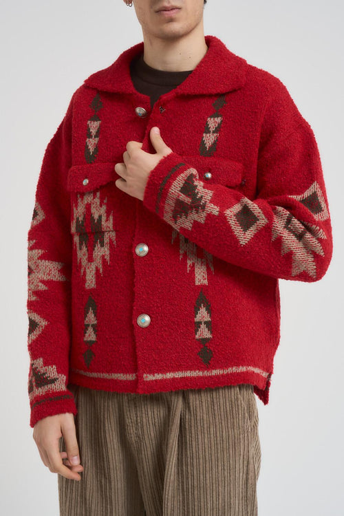 Cardigan uomo a fantasia rosso