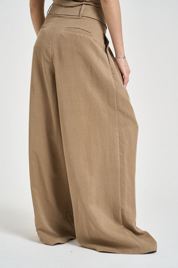 Pantalone donna a palazzo beige - 3