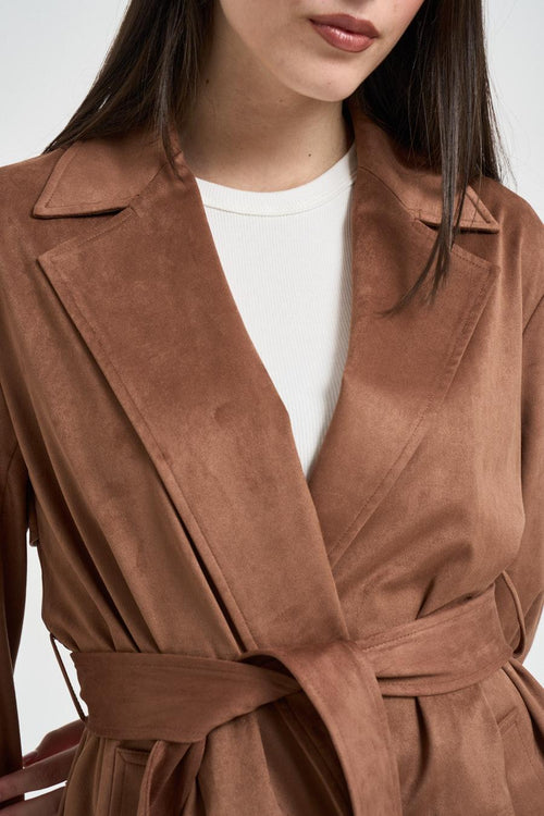 Blazer donna in suede cuoio - 2