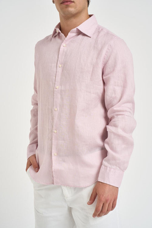 Camicia uomo in lino rosa