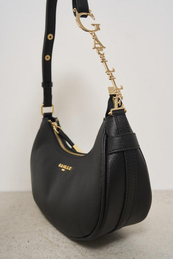 Black women's bag with logo accessory on shoulder strap - 5