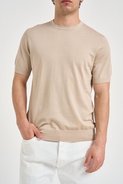 T-shirt uomo in maglia beige