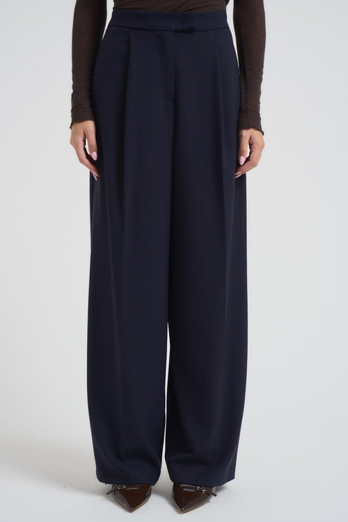 Pantaloni donna blu con pinces