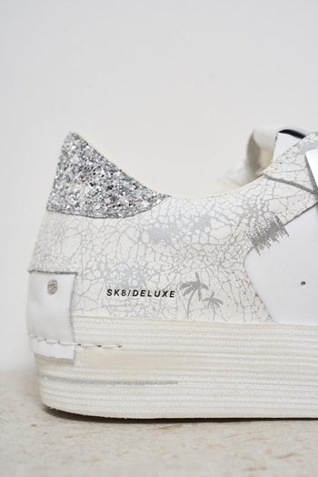 Women's leather sneakers with glitter details - 3
