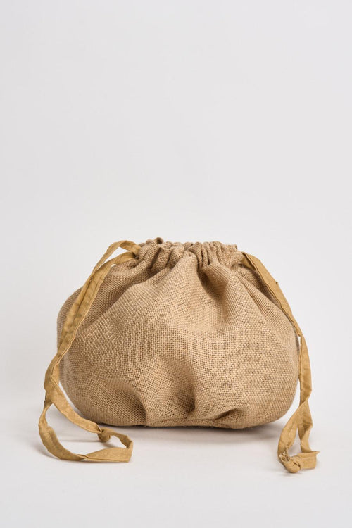 Borsa donna secchiello in juta beige