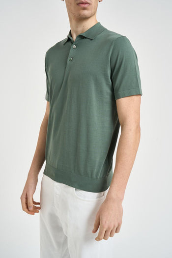 Polo uomo in maglia verde militare - 3
