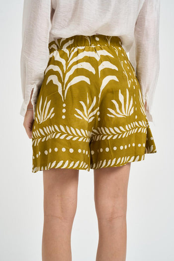 Short donna fantasia floreale lime - 4