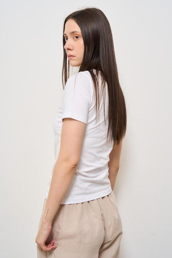 T-shirt donna girocollo bianca - 3
