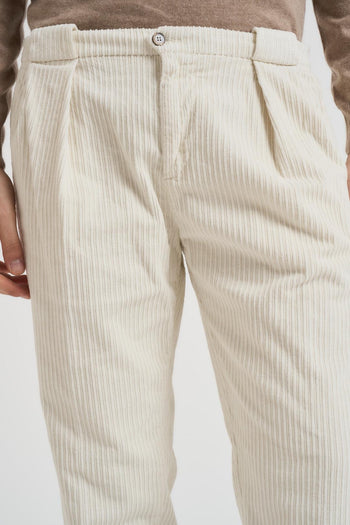 Pantalone uomo dritto in velluto panna - 5