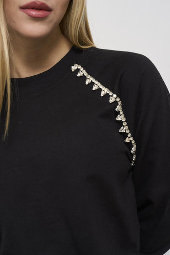 Women's sweatshirt with black rhinestones - 4