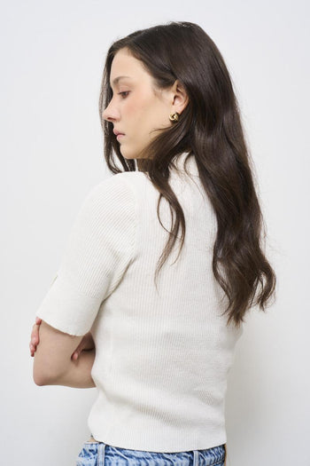 Polo donna in maglia bianca - 4