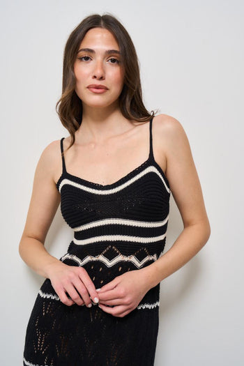 Abito donna lungo crochet nero - 4