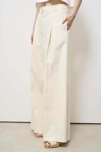 Pantalone donna panna con pinces - 3