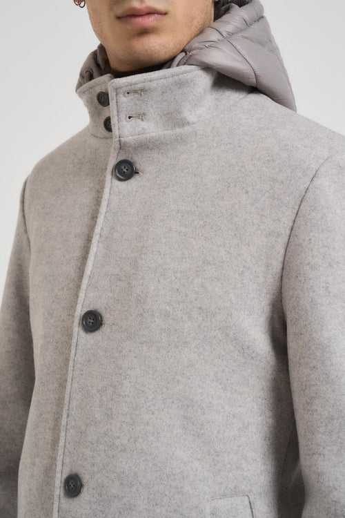 Cappotto uomo midi grigio chiaro con pettorina - 2