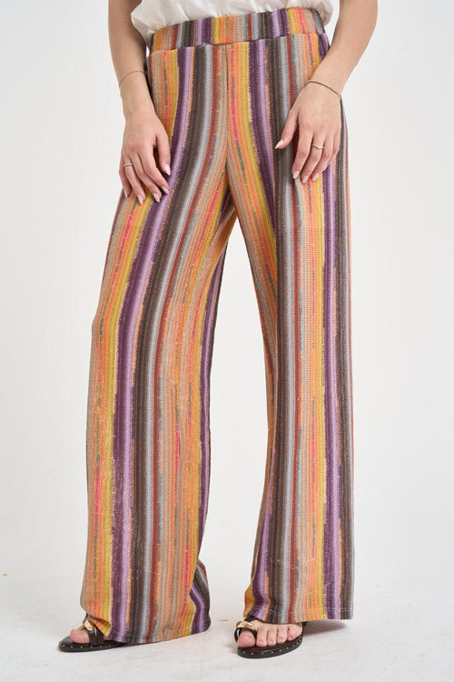 Pantalone donna multicolor in maglia crochet - 2