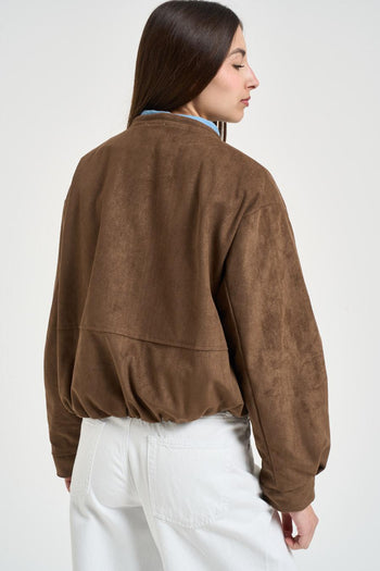 Giacca donna in suede marrone - 5