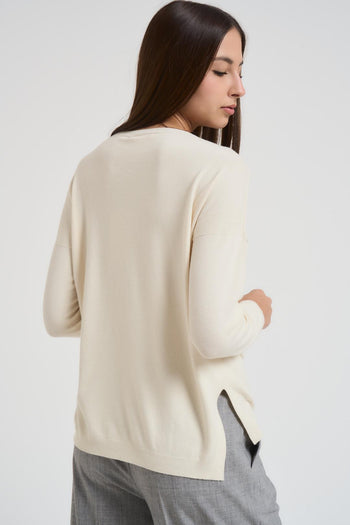 Maglia donna scollo a barca panna - 4