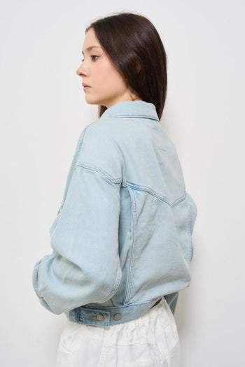 Giubbotto donna in denim chiaro - 5
