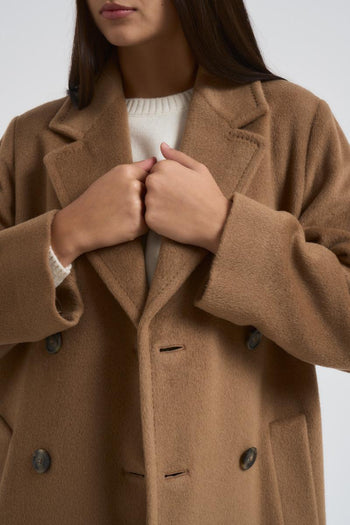 Cappotto Zufolo lungo doppiopetto donna cammello - 3