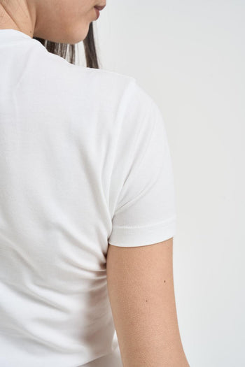 T-shirt donna girocollo bianca con logo - 5
