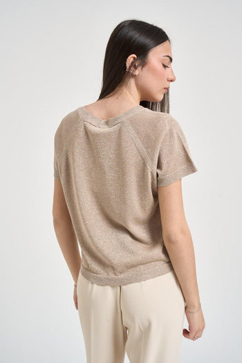 T-shirt donna in maglia oro - 3