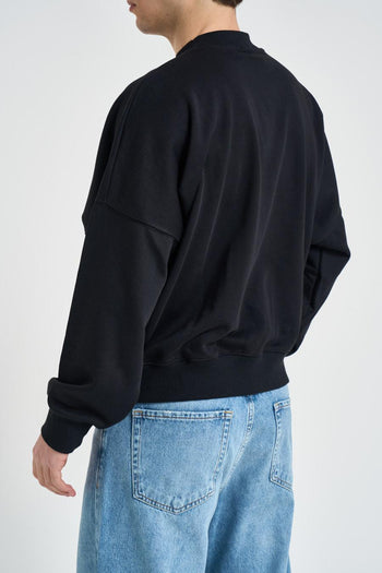 Felpa uomo girocollo nera<BR/> - 3