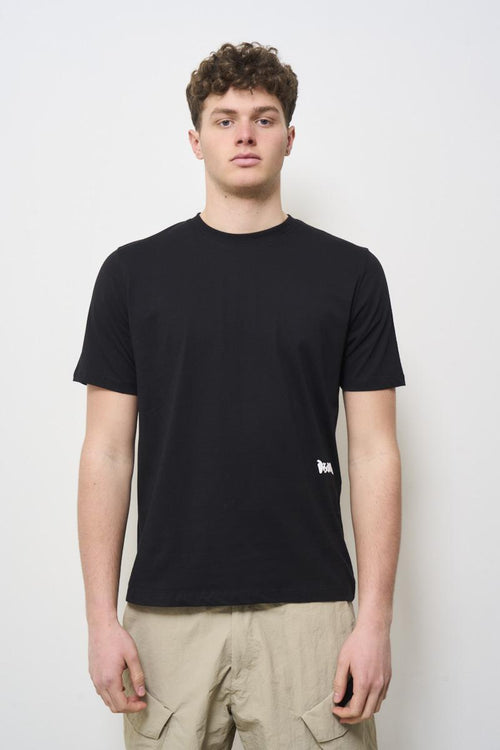 Men's black crew neck T-shirt with print
