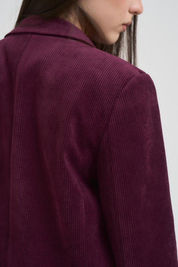 Giacca donna doppiopetto in velluto bordeaux - 5