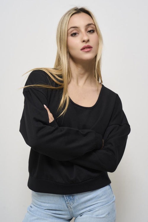 Black women's sweatshirt with cut out - 2
