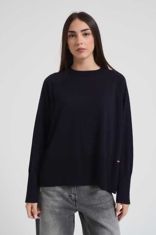 Maglia donna girocollo blu notte