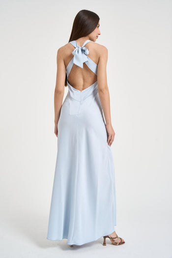 Abito lungo donna celeste - 4