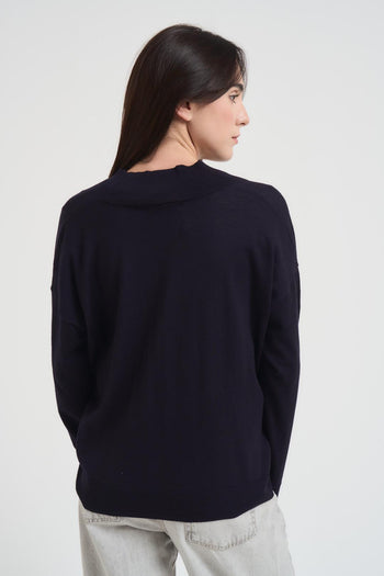 Maglia donna scollo a V blu - 4