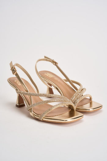 Sandalo donna oro con strass - 3