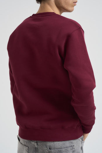 Felpa uomo bordeaux a girocollo - 4
