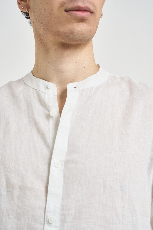 Camicia uomo collo alla coreana bianca - 2