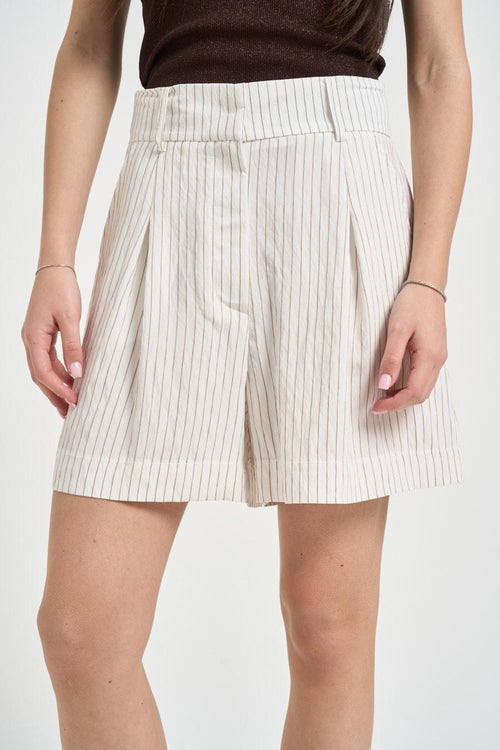 Shorts donna gessato panna