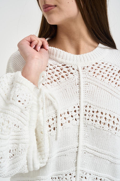 Maglia donna in crochet bianca - 2